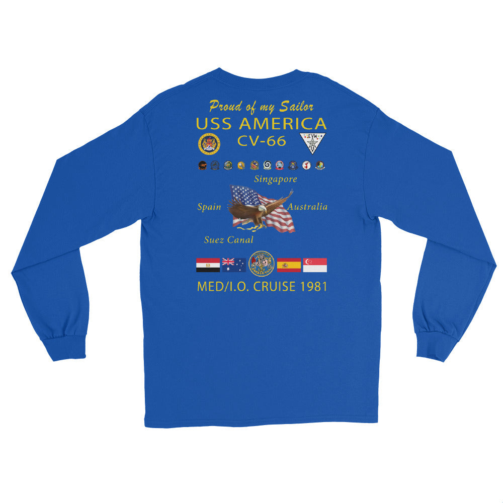 USS America (CV-66) 1981 Long Sleeve Cruise Shirt - FAMILY