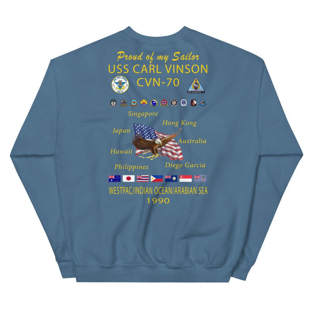 USS Carl Vinson (CVN-70) 1990 Cruise Sweatshirt - Family