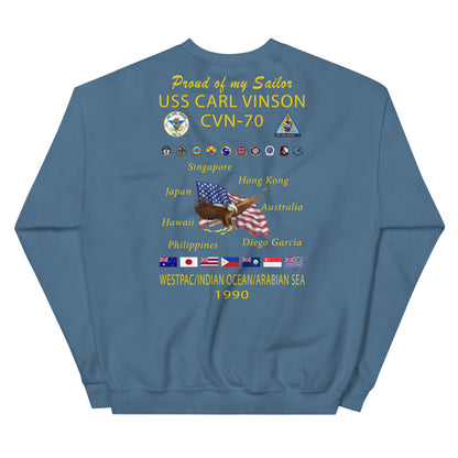 USS Carl Vinson (CVN-70) 1990 Cruise Sweatshirt - Family