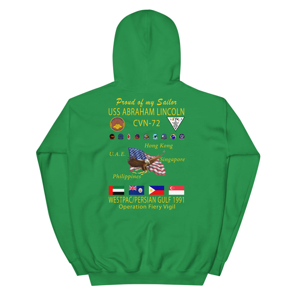USS Abraham Lincoln (CVN-72) 1991 Cruise Hoodie - FAMILY