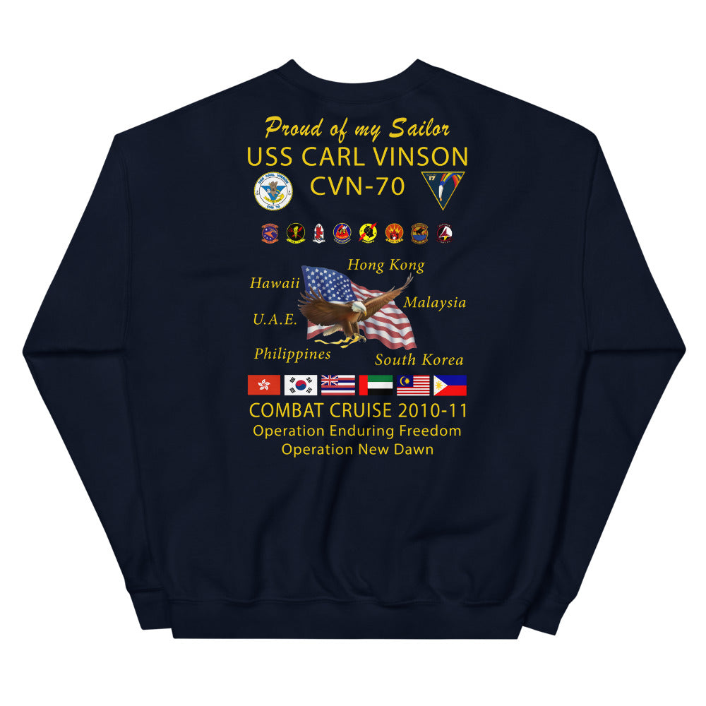 USS Carl Vinson (CVN-70) 2010-11 Cruise Sweatshirt - FAMILY