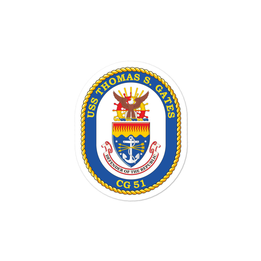 USS Thomas S. Gates (CG-51) Ship's Crest Vinyl Sticker