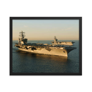 USS Nimitz (CVN-68) Framed Ship w/ USS Ronald Reagan (CVN-76) Photo