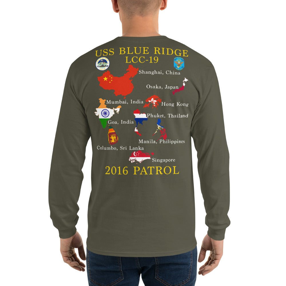 USS Blue Ridge (LCC-19) 2016 Long Sleeve Patrol Shirt - Map