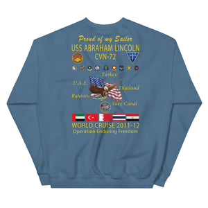 USS Abraham Lincoln (CVN-72) 2011-12 Cruise Sweatshirt - Family