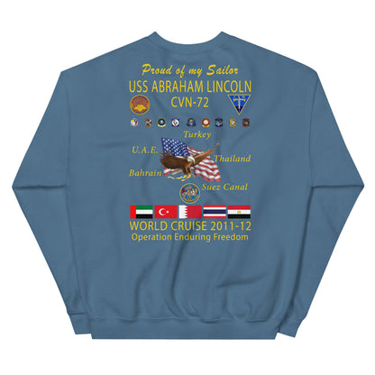 USS Abraham Lincoln (CVN-72) 2011-12 Cruise Sweatshirt - Family