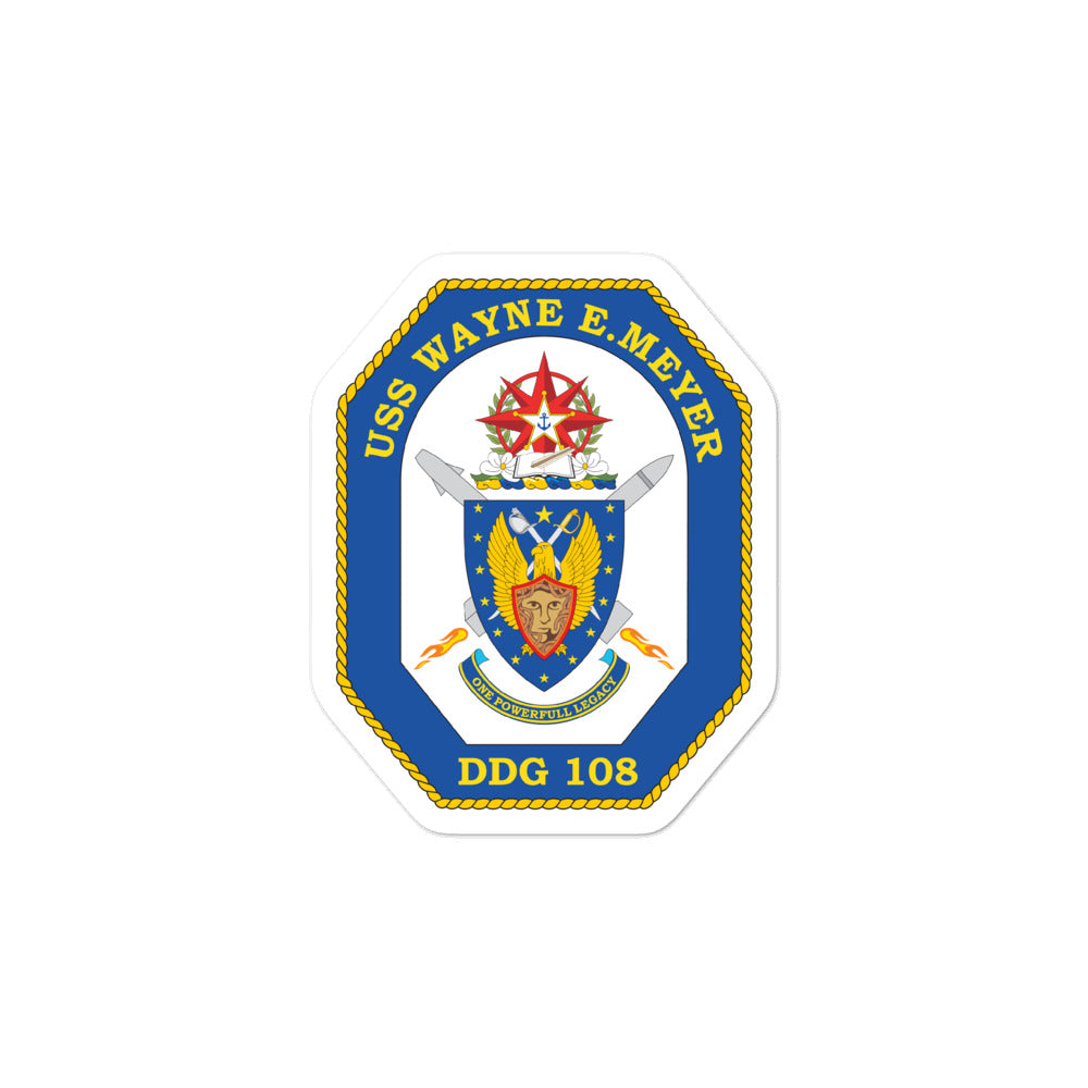 USS Wayne E. Meyer (DDG-108) Ship's Crest Vinyl Sticker