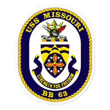 Load image into Gallery viewer, USS Missouri (BB-63) Ship&#39;s Crest Vinyl Sticker