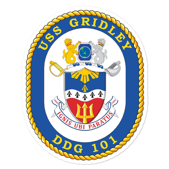 USS Gridley (DDG-101) Ship's Crest Vinyl Sticker