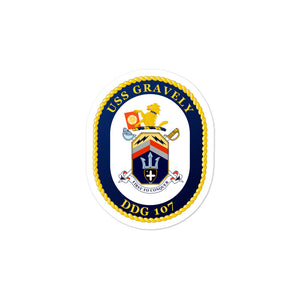 USS Gravely (DDG-107) Ship's Crest Vinyl Sticker