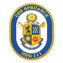 Load image into Gallery viewer, USS Spruance (DDG-111) Ship&#39;s Crest Vinyl Sticker