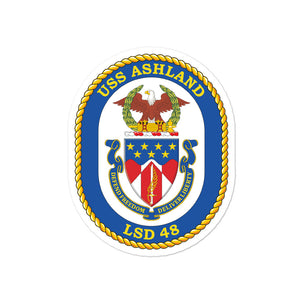 USS Ashland (LSD-48) Ship's Crest Vinyl Sticker