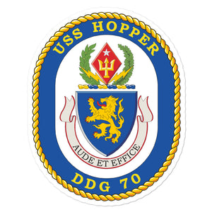 USS Hopper (DDG-70) Ship's Crest Vinyl Sticker