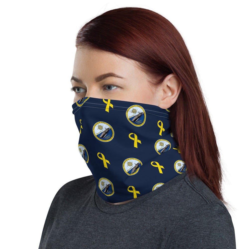 USS Gerald R. Ford (CVN-78) Crest w/ Yellow Ribbon Neck Gaiter