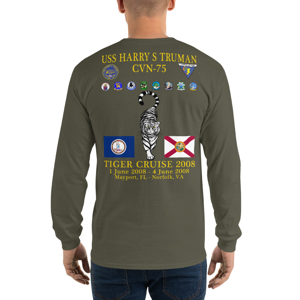 USS Harry S. Truman (CVN-75) 2008 Long Sleeve Tiger Cruise Shirt