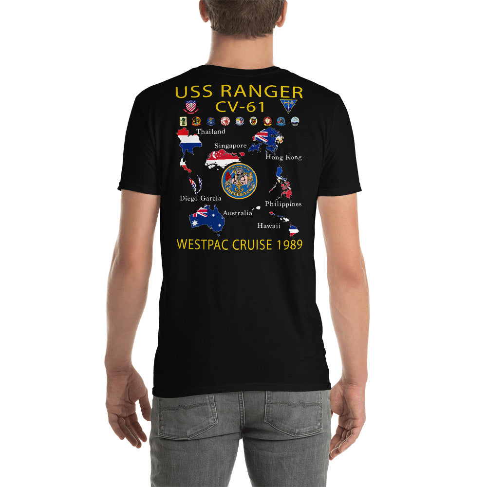USS Ranger (CV-61) 1989 Cruise Shirt - Map