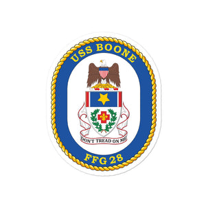 USS Boone (FFG-28) Ship's Crest Vinyl Sticker