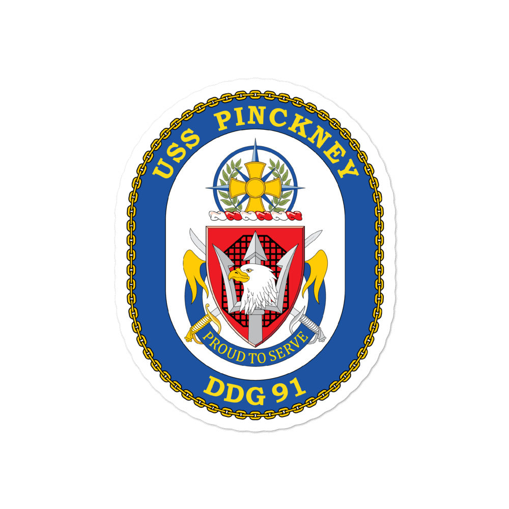 USS Pinckney (DDG-91) Ship's Crest Vinyl Sticker