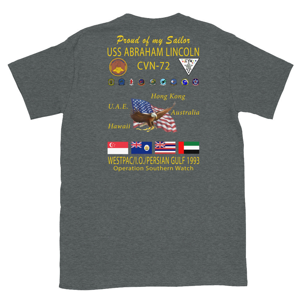 USS Abraham Lincoln (CVN-72) 1993 Cruise Shirt - FAMILY