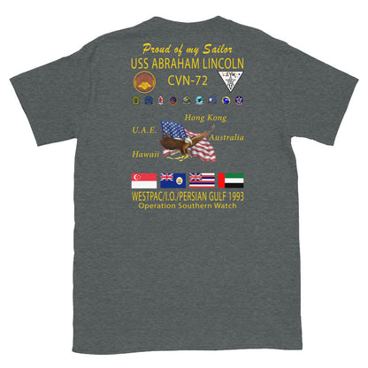 USS Abraham Lincoln (CVN-72) 1993 Cruise Shirt - FAMILY