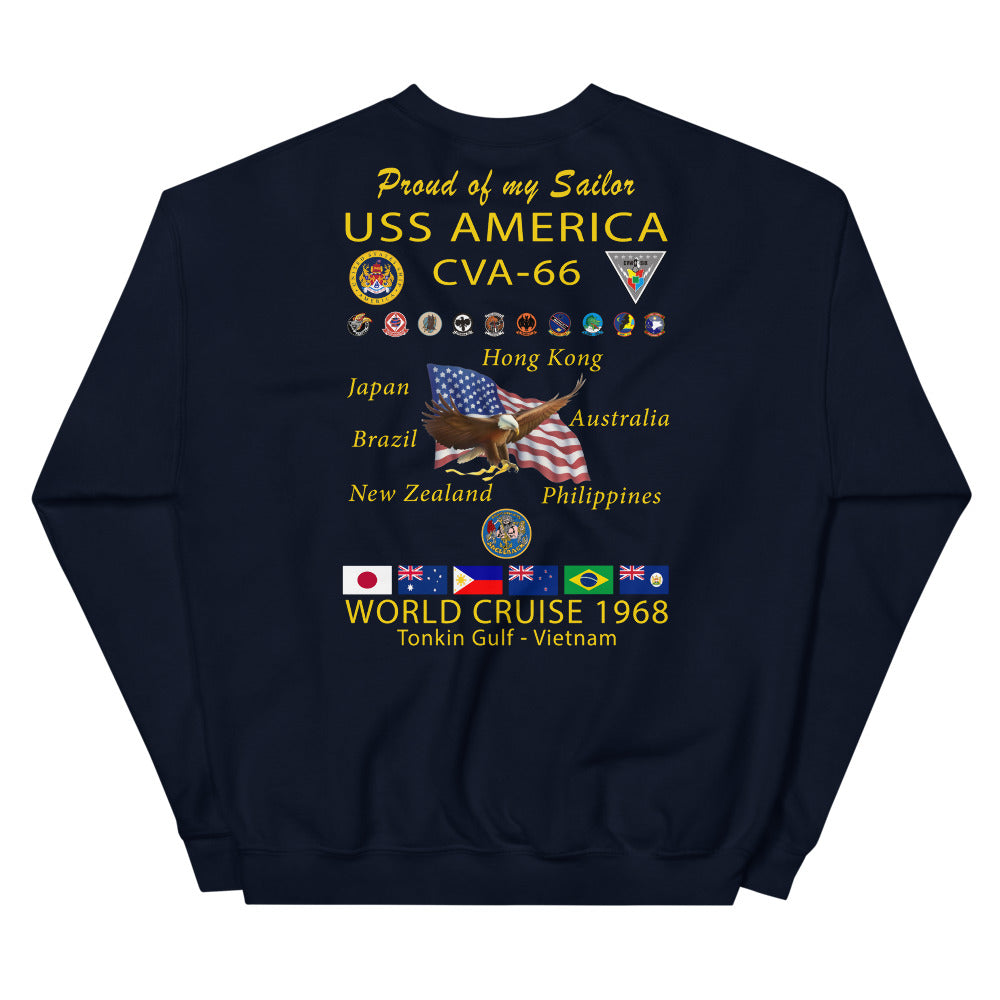 USS America (CVA-66) 1968 Cruise Sweatshirt - FAMILY