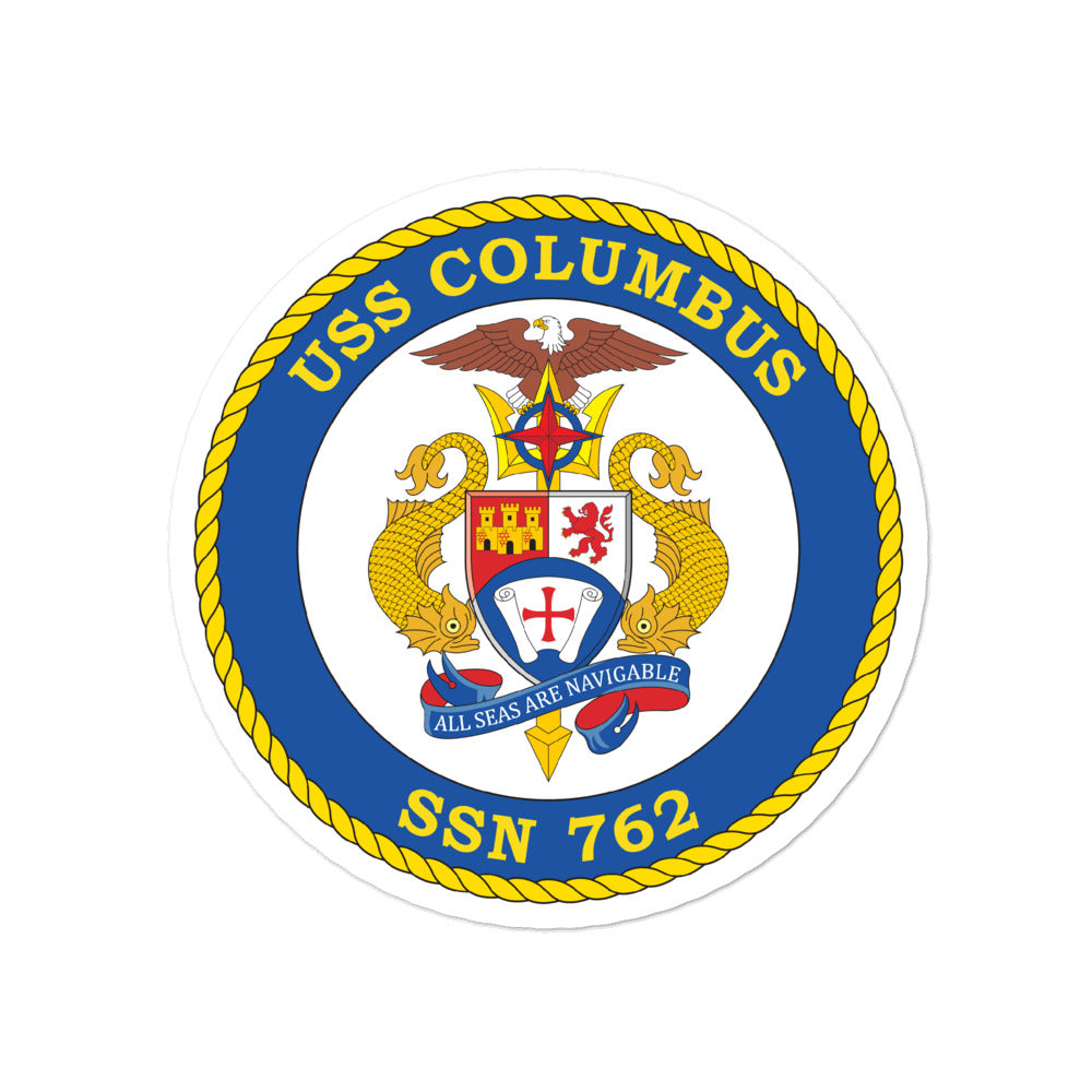 USS Columbus (SSN-762) Ship's Crest Vinyl Sticker