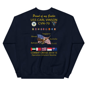 USS Carl Vinson (CVN-70) 2014-15 Cruise Sweatshirt - FAMILY
