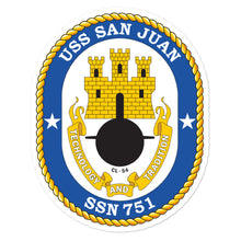 Load image into Gallery viewer, USS San Juan (SSN-751) Ship&#39;s Crest Vinyl Sticker