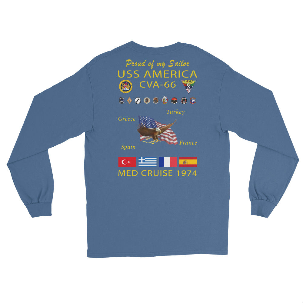 USS America (CVA-66) 1974 Long Sleeve Cruise Shirt - FAMILY