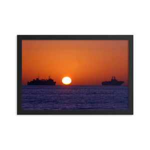 USS Detroit (AOE-4) Framed Ship Photo - w/ USS Bataan (LHD-5)