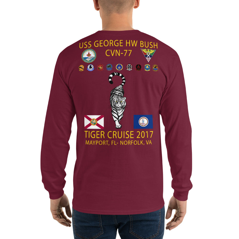 USS George H.W. Bush (CVN-77) 2017 Long Sleeve Tiger Cruise Shirt
