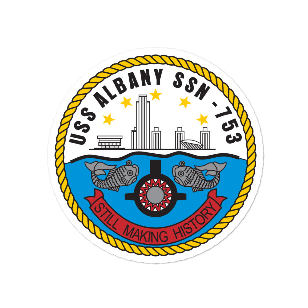 USS Albany (SSN-753) Ship's Crest Vinyl Sticker