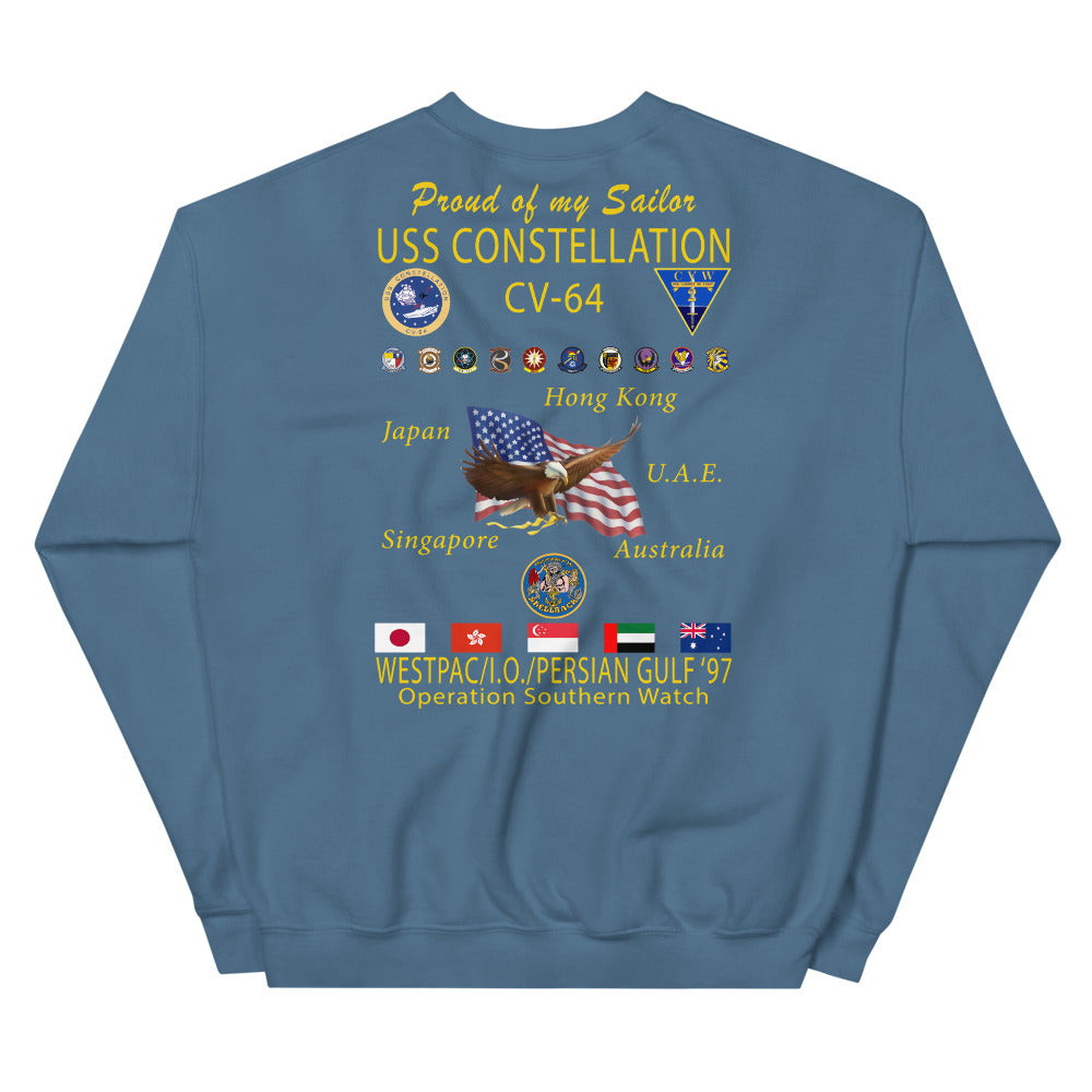 USS Constellation (CV-64) 1997 Cruise Sweatshirt - FAMILY