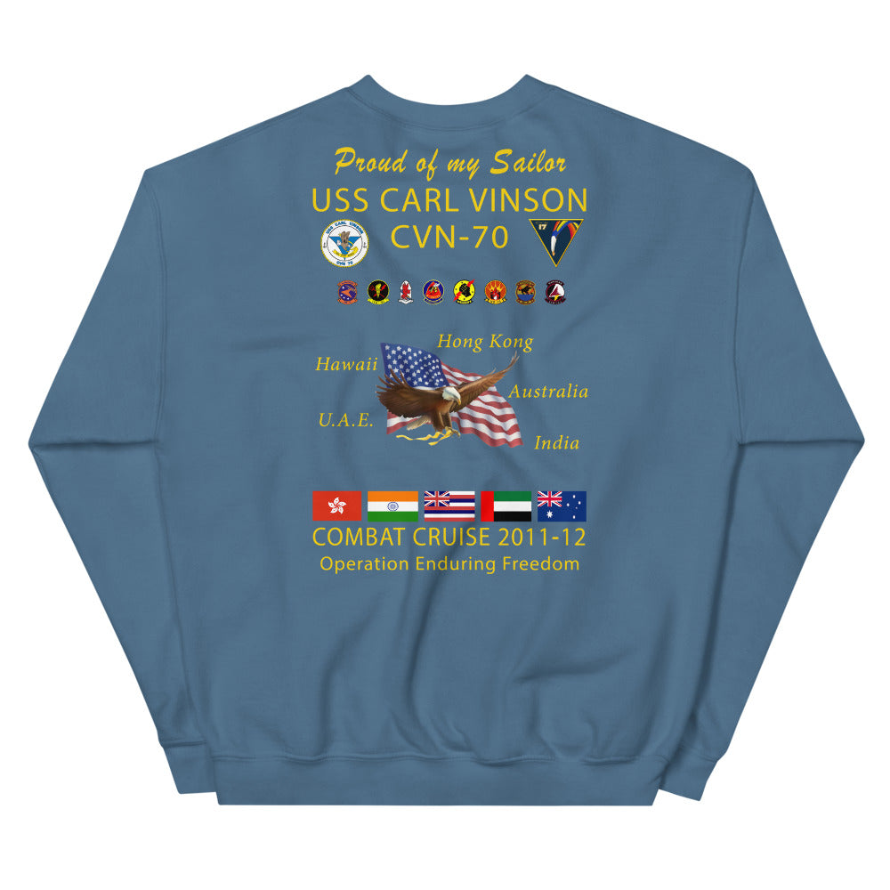 USS Carl Vinson (CVN-70) 2011-12 Cruise Sweatshirt - FAMILY