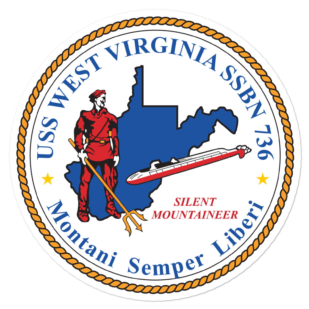 USS West Virginia (SSBN-736) Ship's Crest Vinyl Sticker
