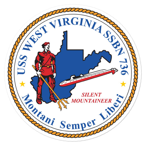 USS West Virginia (SSBN-736) Ship's Crest Vinyl Sticker