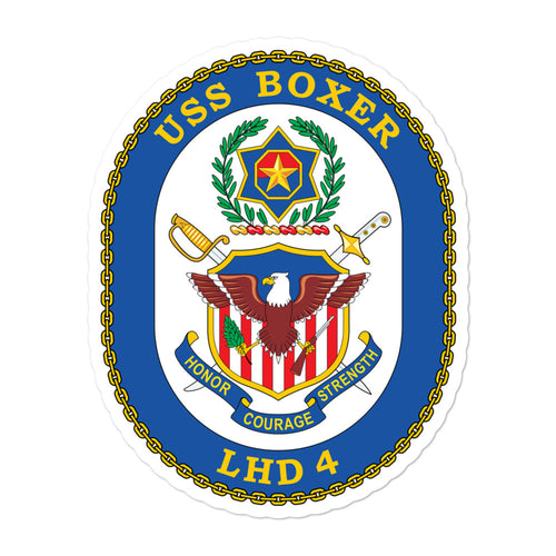 USS Boxer (LHD-4) Ship's Crest Vinyl Sticker