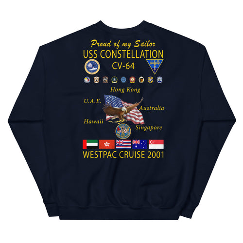 USS Constellation (CV-64) 2001 Cruise Sweatshirt - FAMILY