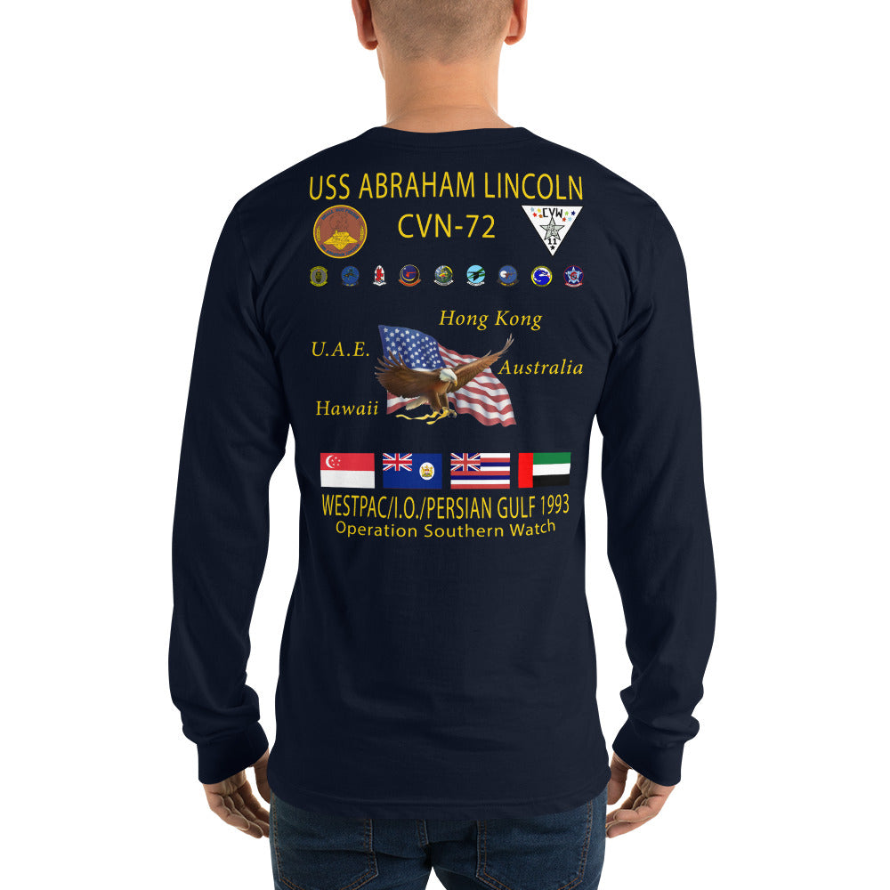 USS Abraham Lincoln (CVN-72) 1993 Long Sleeve Cruise Shirt