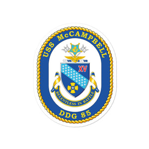 USS McCampbell (DDG-85) Ship's Crest Vinyl Sticker