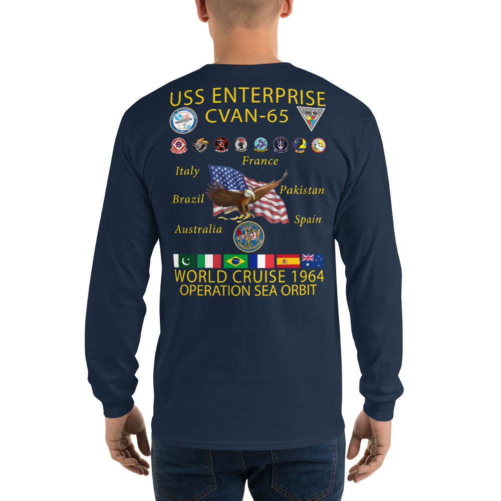 USS Enterprise (CVAN-65) 1964 Operation Sea Orbit Long Sleeve Cruise Shirt