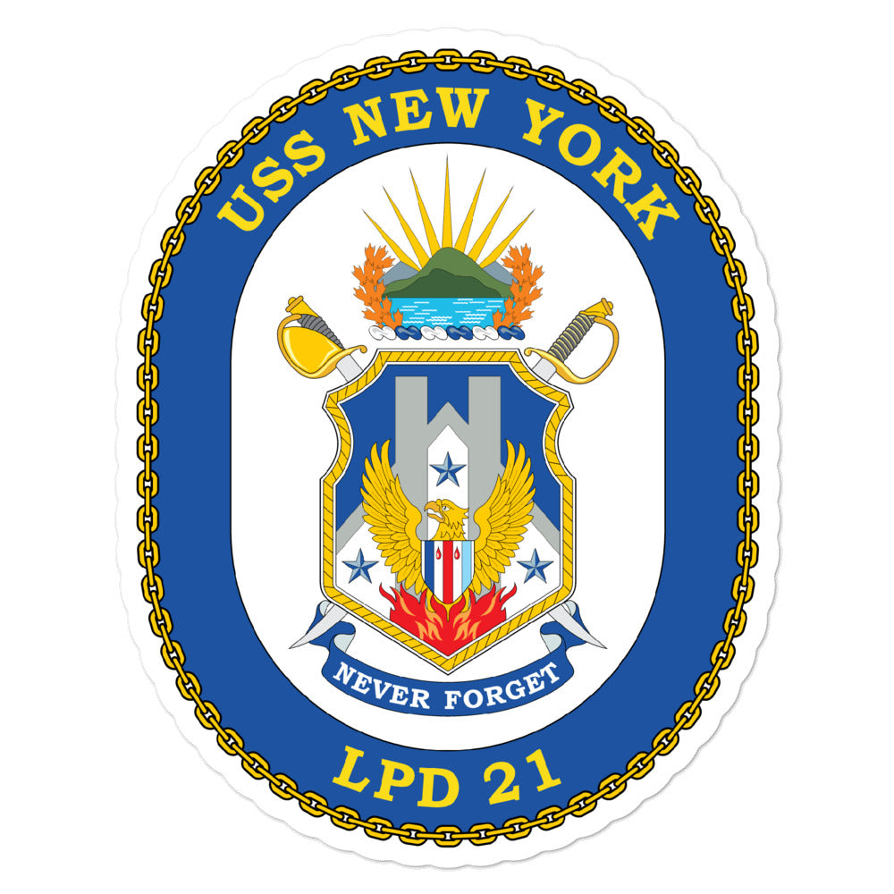 USS New York (LPD-21) Ship's Crest Vinyl Sticker