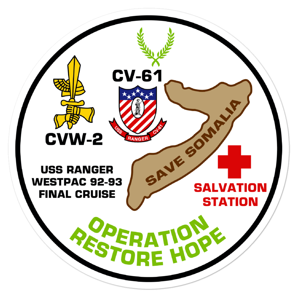 USS Ranger (CV-61) Operation Restore Hope '92-'93 Vinyl Sticker