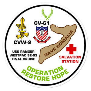 USS Ranger (CV-61) Operation Restore Hope '92-'93 Vinyl Sticker