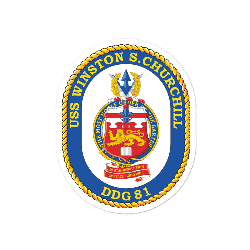 USS Winston S. Churchill (DDG-81) Ship's Crest Vinyl Sticker