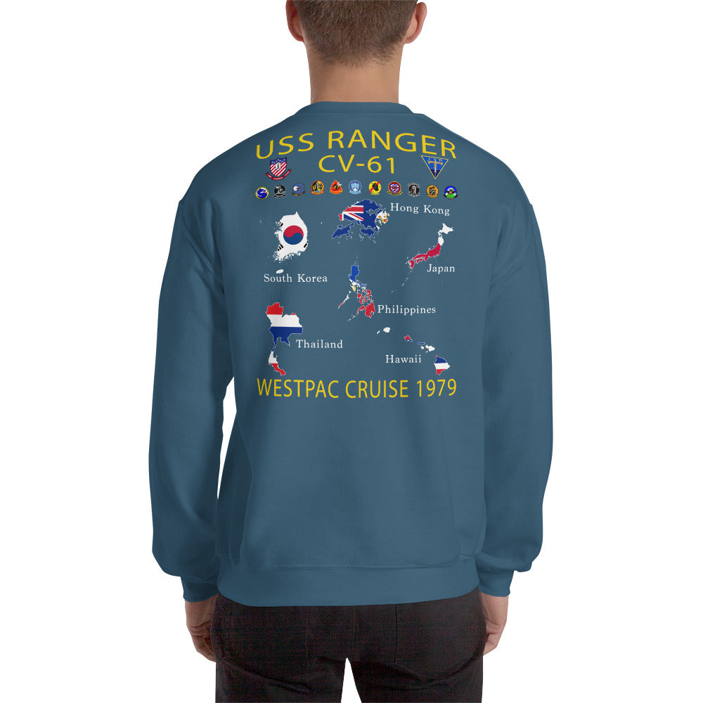 USS Ranger (CV-61) 1979 Cruise Sweatshirt - Map
