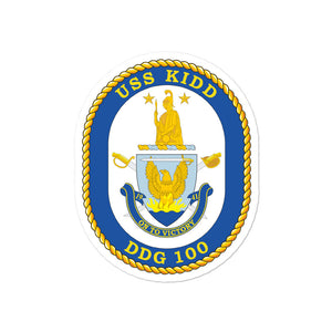 USS Kidd (DDG-100) Ship's Crest Vinyl Sticker