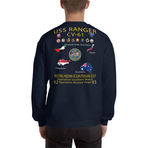 USS Ranger (CV-61) 1992-93 Cruise Sweatshirt - Map