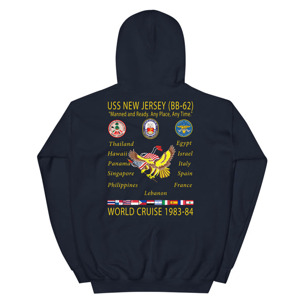 USS New Jersey (BB-62) 1983-84 Cruise Hoodie