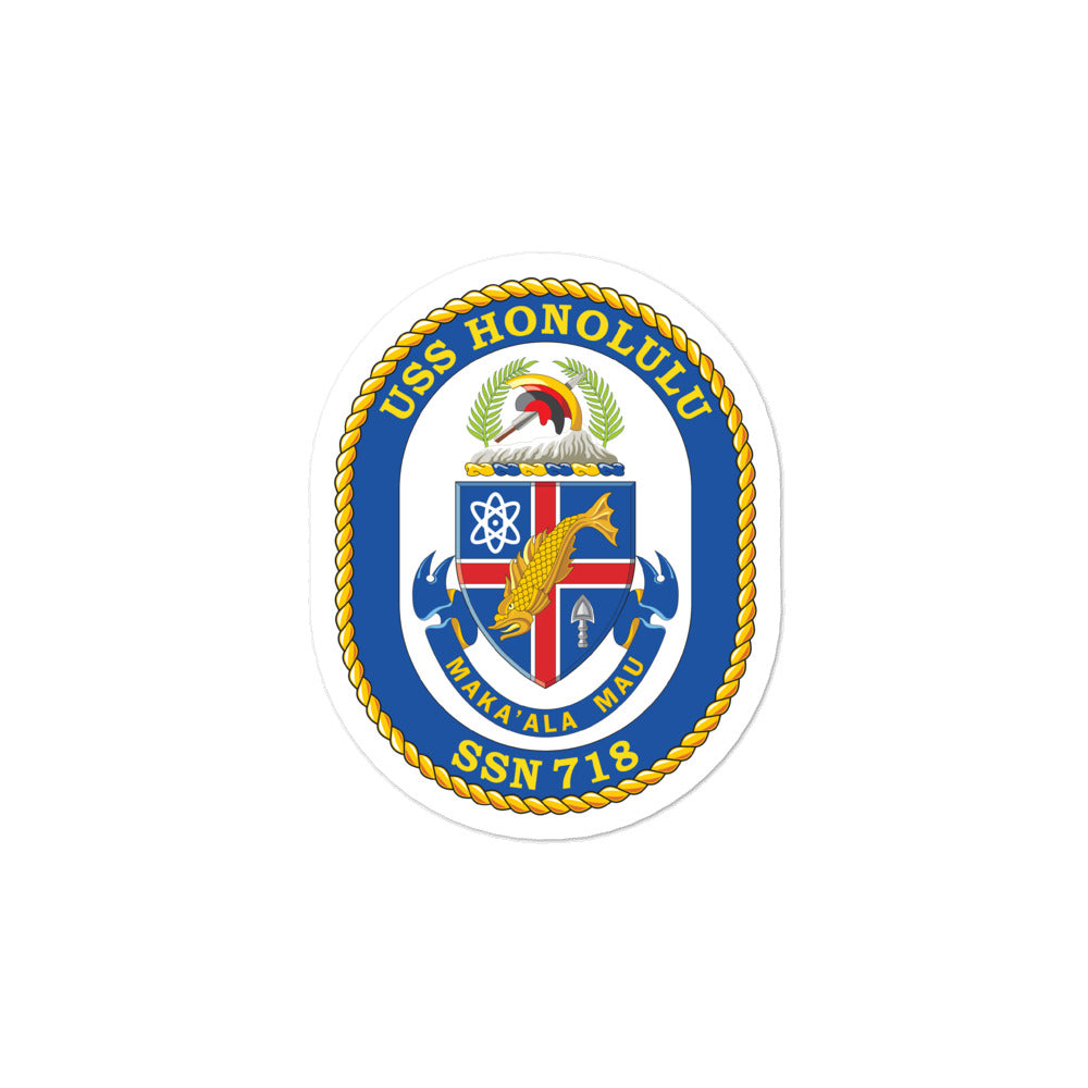 USS Honolulu (SSN-718) Ship's Crest Vinyl Sticker